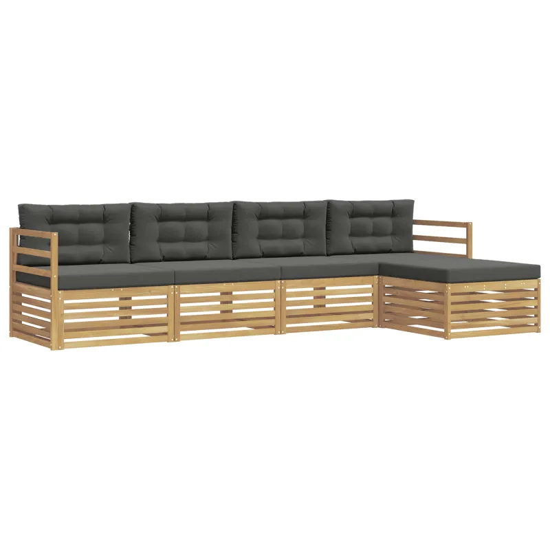 Lauko sofos komplektas 5 pcs Balta ir antracito Poliesteris
