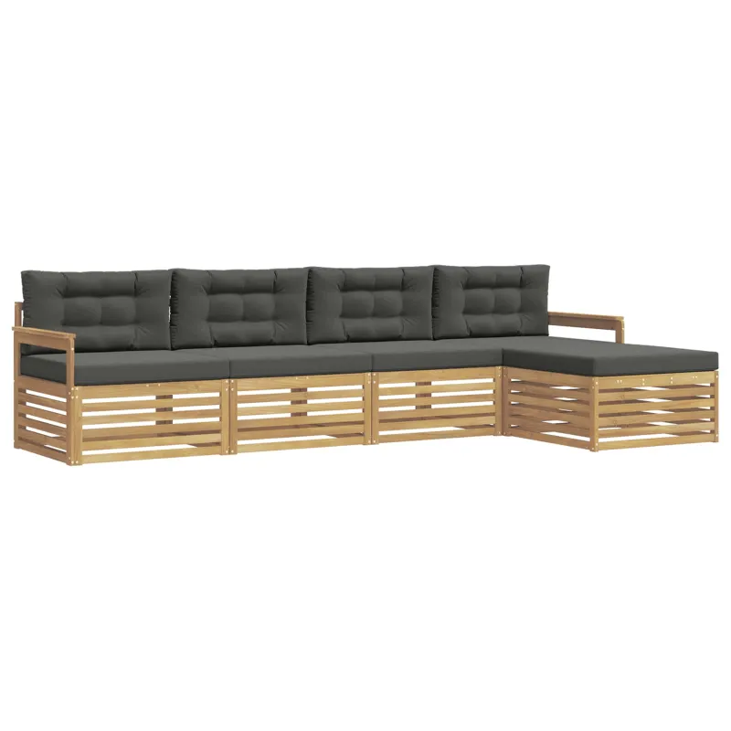 Lauko sofos komplektas 5 pcs Balta ir antracito Poliesteris