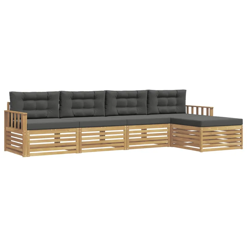 Lauko sofos komplektas 5 pcs Balta ir antracito Poliesteris