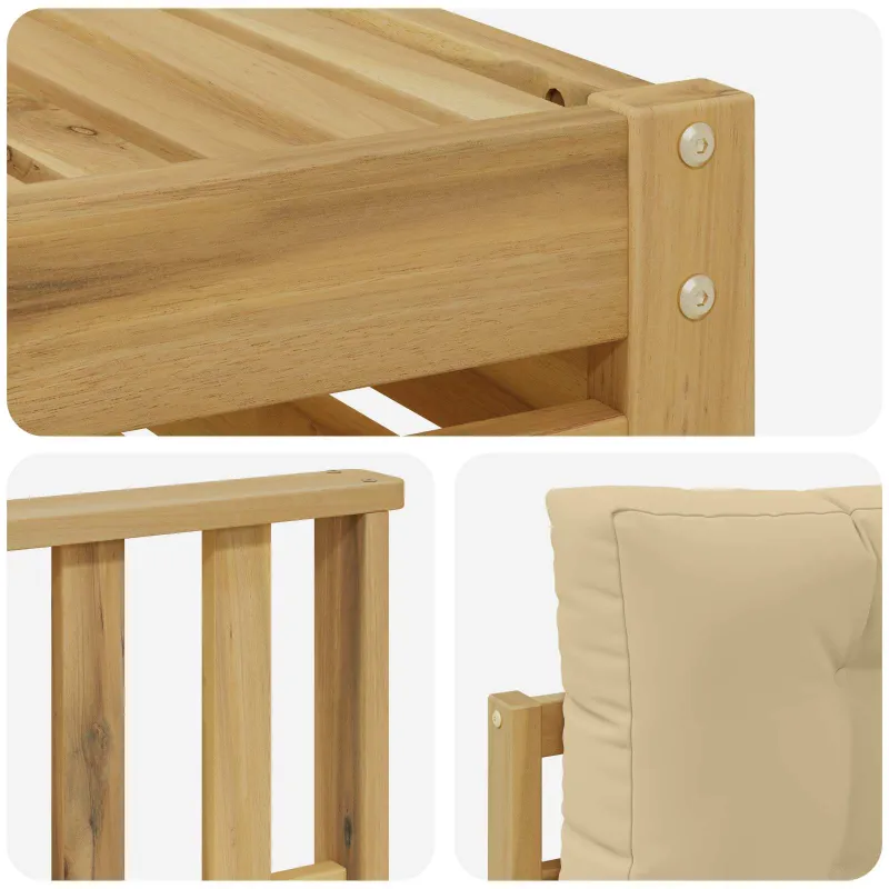 Lauko sofos komplektas 5 pcs Balta ir kreminė Poliesteris