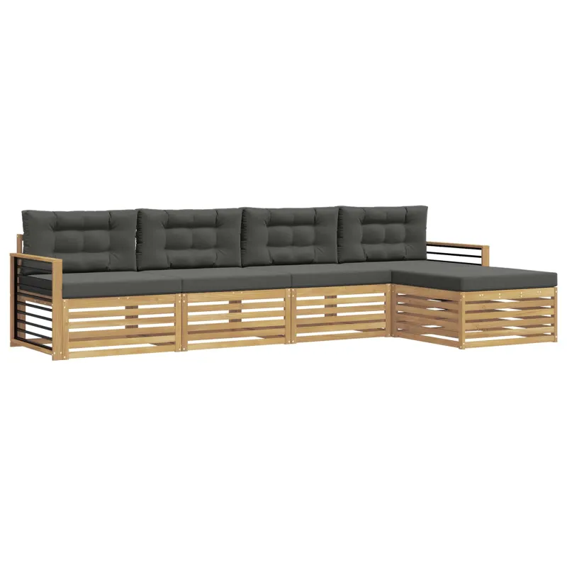 Lauko sofos komplektas 5 pcs Balta ir antracito Poliesteris