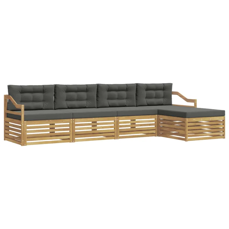 Lauko sofos komplektas 5 pcs Balta ir antracito Poliesteris