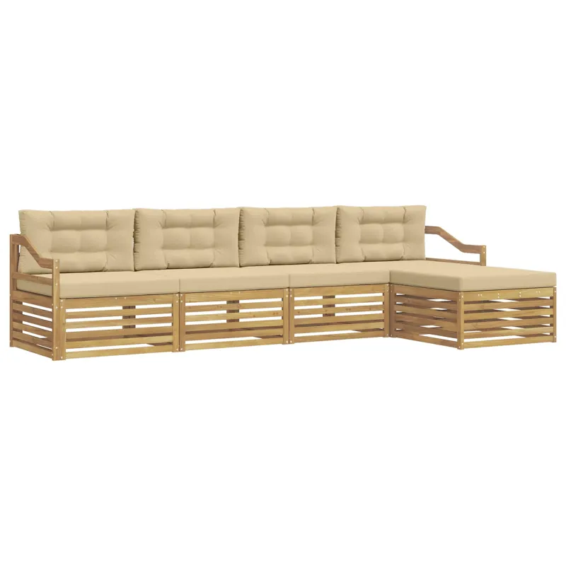 Lauko sofos komplektas 5 pcs Balta ir kreminė Poliesteris