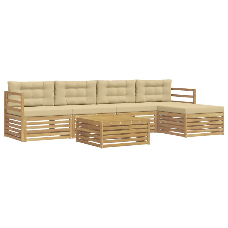 Lauko sofos komplektas 6 pcs Balta ir kreminė 79 x 79 x 37 cm