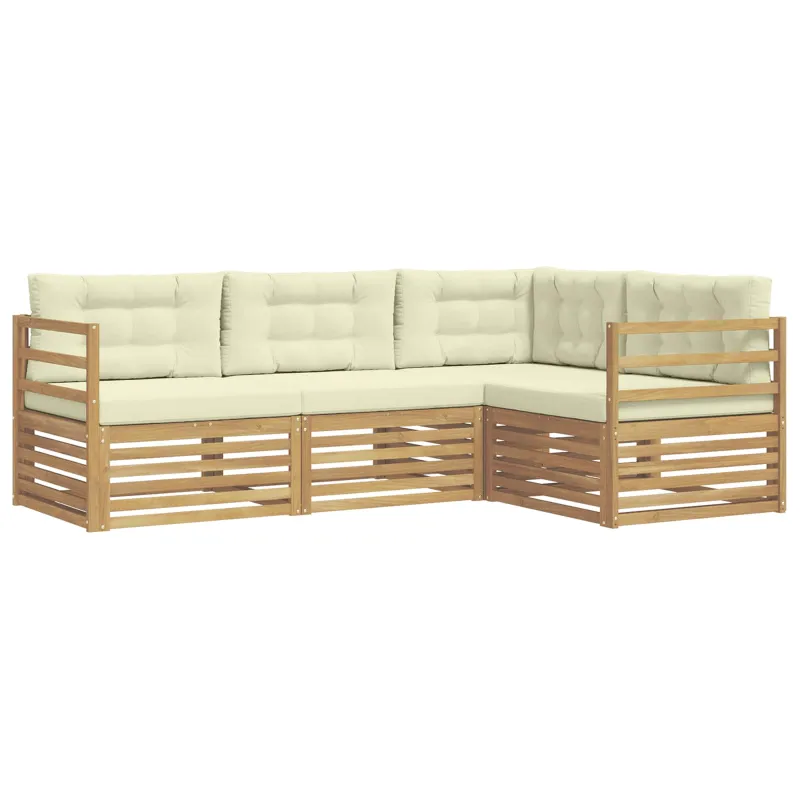 Lauko sofos komplektas 4 pcs Balta ir kreminė
