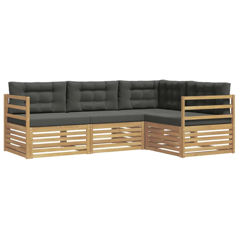 Lauko sofos komplektas 4 pcs Balta ir antracito