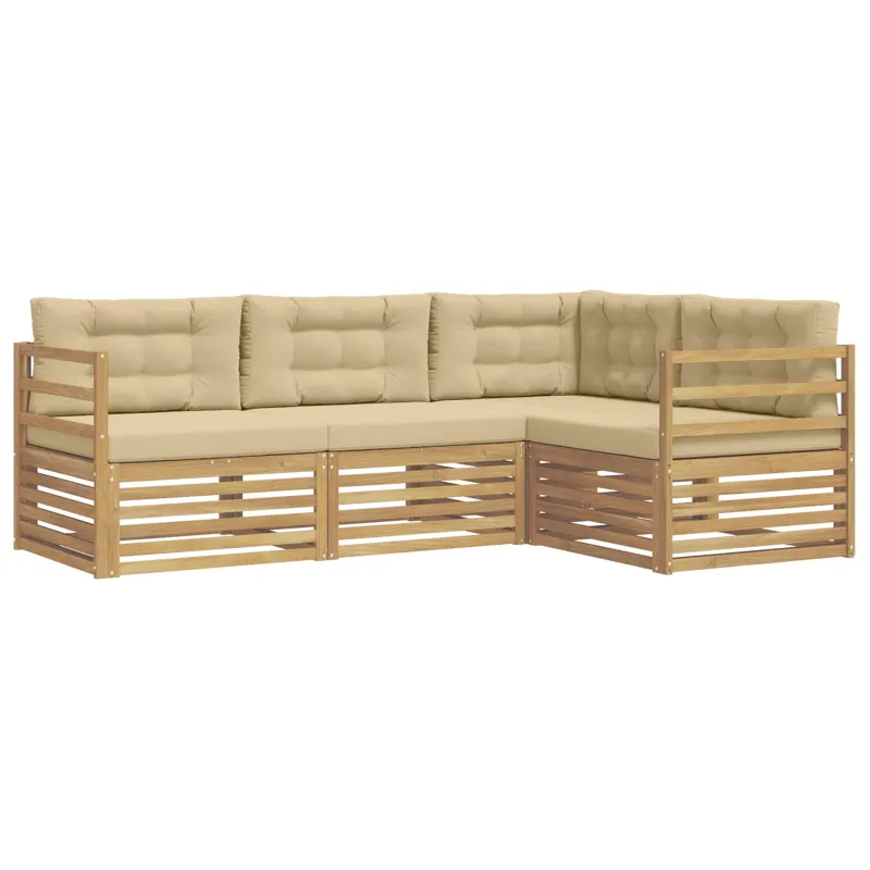 Lauko sofos komplektas 4 pcs Balta ir kreminė