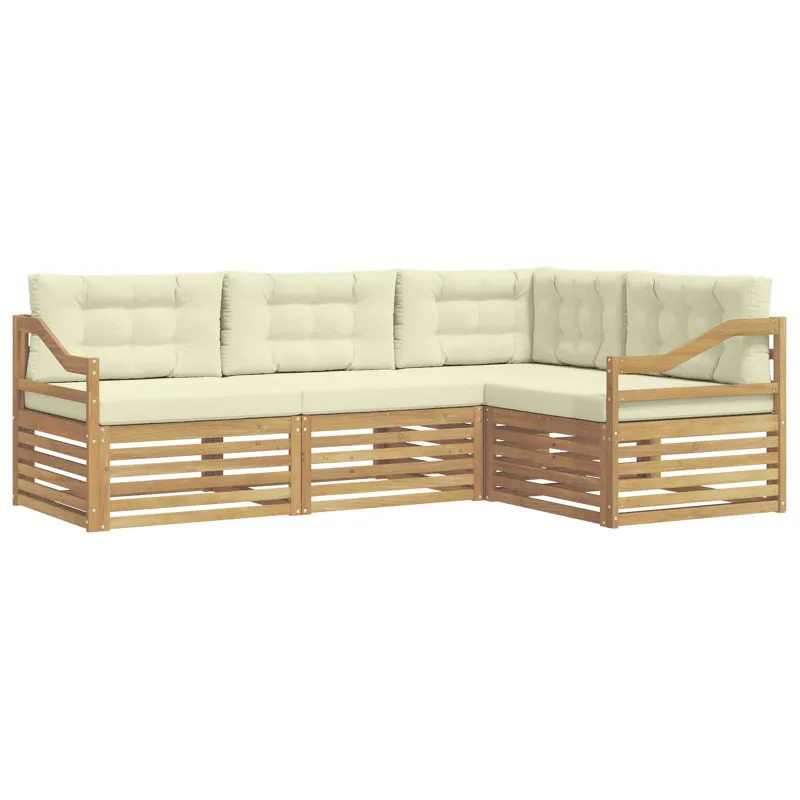Lauko sofos komplektas 4 pcs Balta ir kreminė