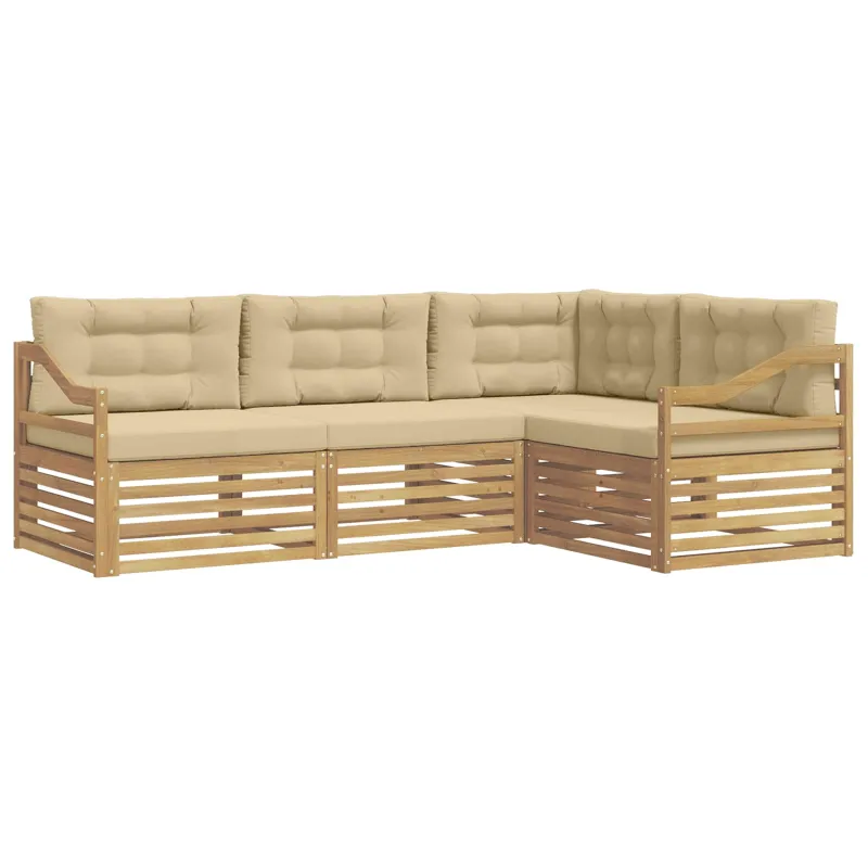 Lauko sofos komplektas 4 pcs Balta ir kreminė