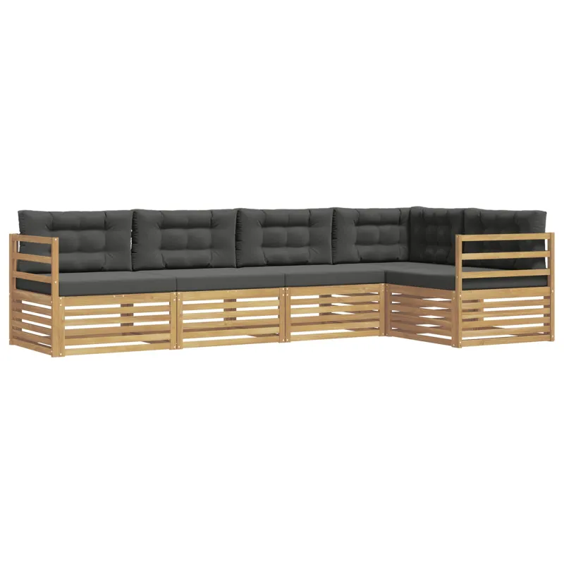 Lauko sofos komplektas 5 pcs Balta ir antracito Poliesteris