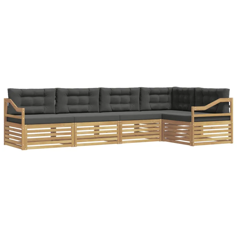 Lauko sofos komplektas 5 pcs Balta ir antracito Poliesteris
