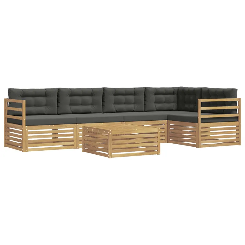 Lauko sofos komplektas 6 pcs Balta ir antracito Poliesteris