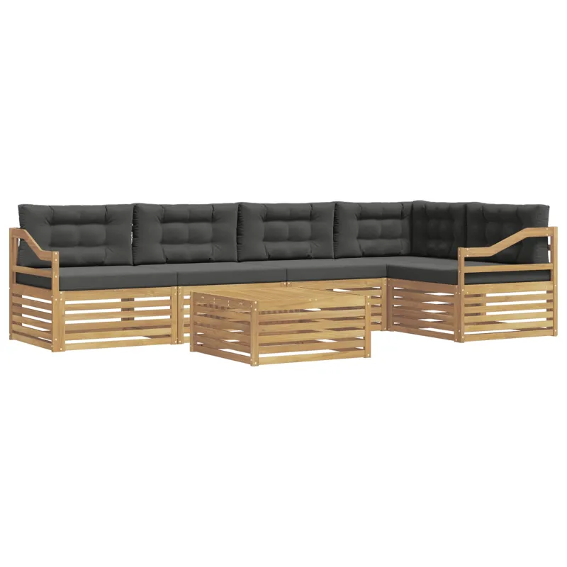 Lauko sofos komplektas 6 pcs Balta ir antracito Poliesteris