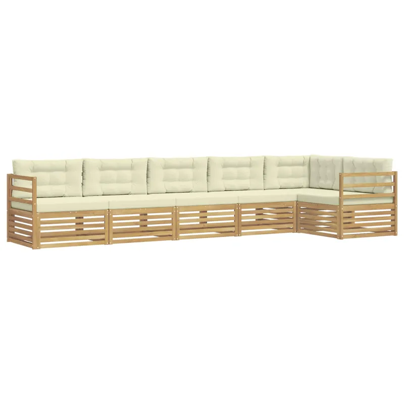 Lauko sofos komplektas 6 pcs Balta ir kreminė