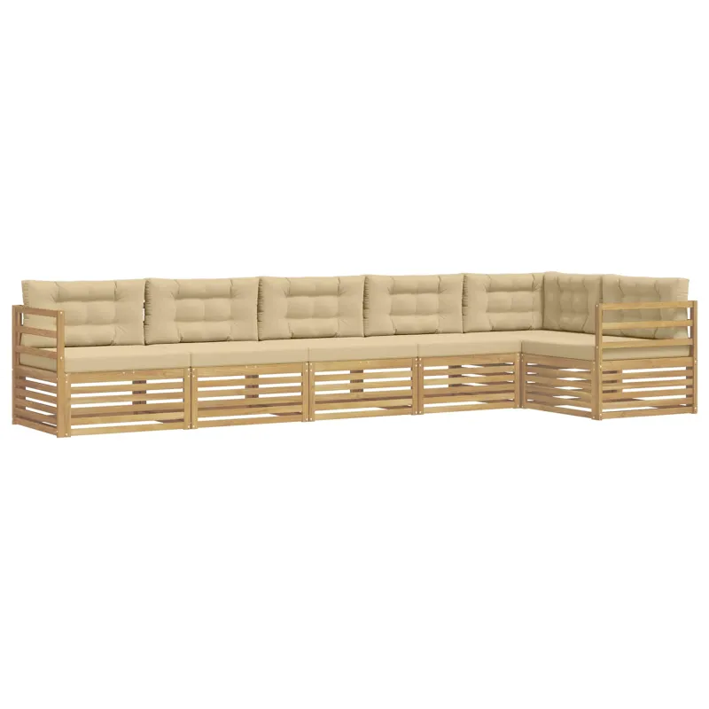 Lauko sofos komplektas 6 pcs Balta ir kreminė