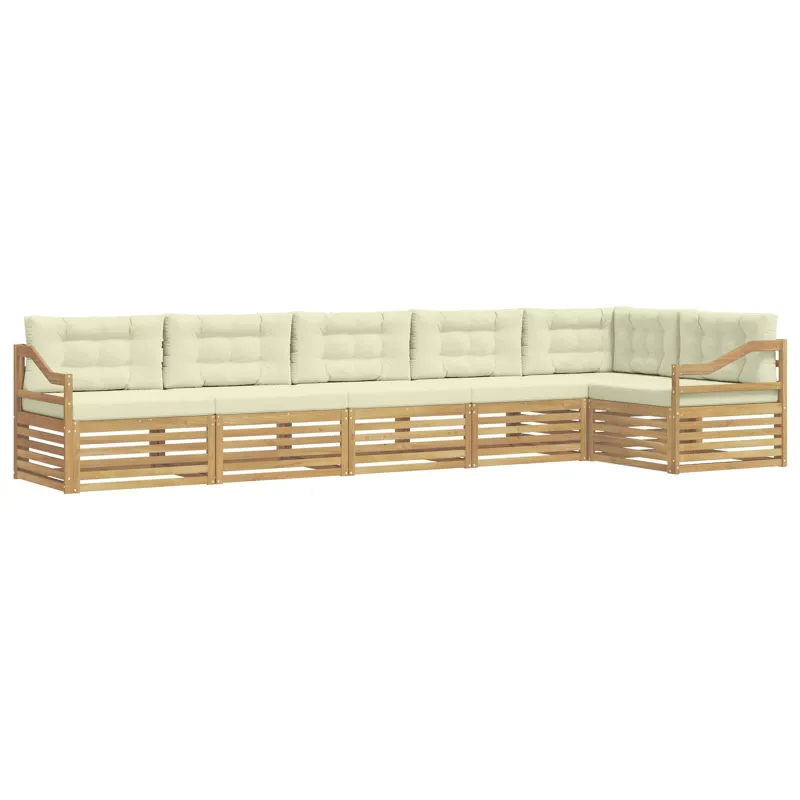 Lauko sofos komplektas 6 pcs Balta ir kreminė