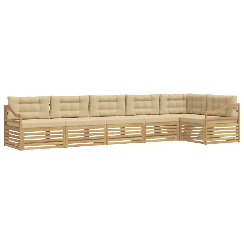 Lauko sofos komplektas 6 pcs Balta ir kreminė