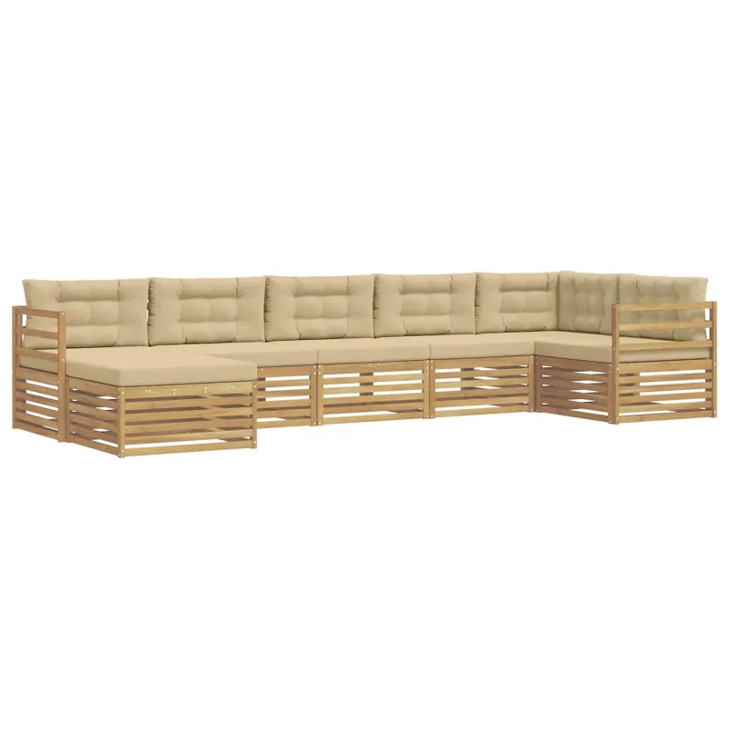 Lauko sofos komplektas su pagalve 7 pcs Balta ir kreminė
