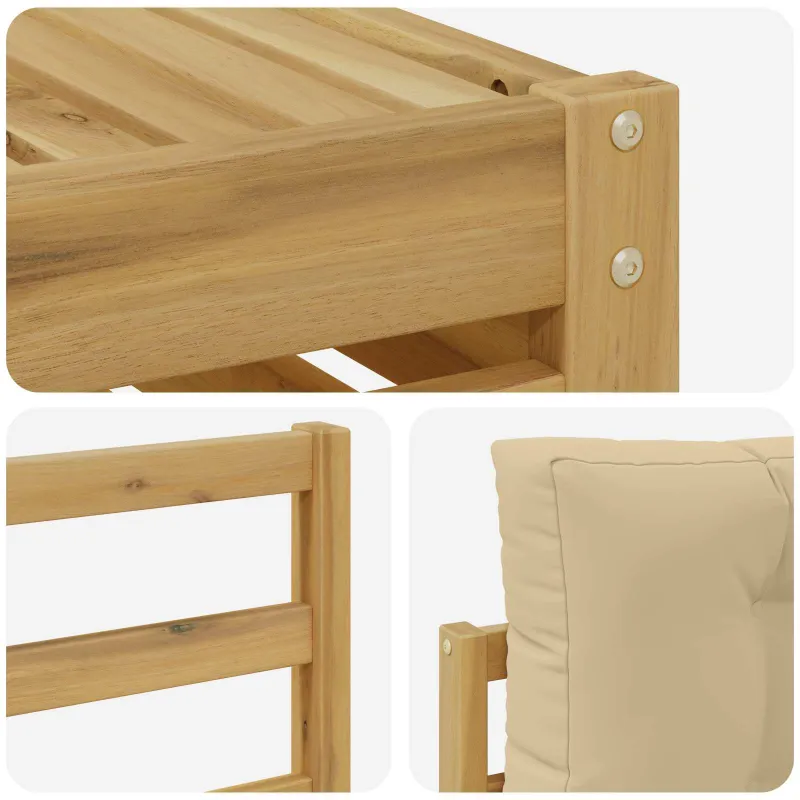 Lauko sofos komplektas su pagalve 7 pcs Balta ir kreminė