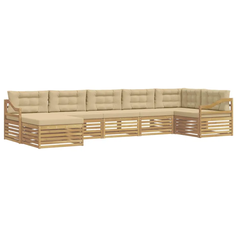 Lauko sofos komplektas 7 pcs Balta ir kreminė