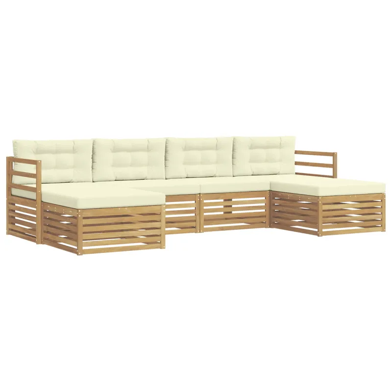 Lauko sofos komplektas 6 pcs Balta ir kreminė