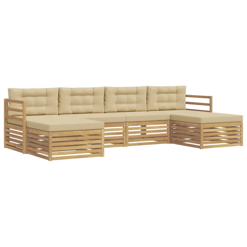 Lauko sofos komplektas 6 pcs Balta ir kreminė