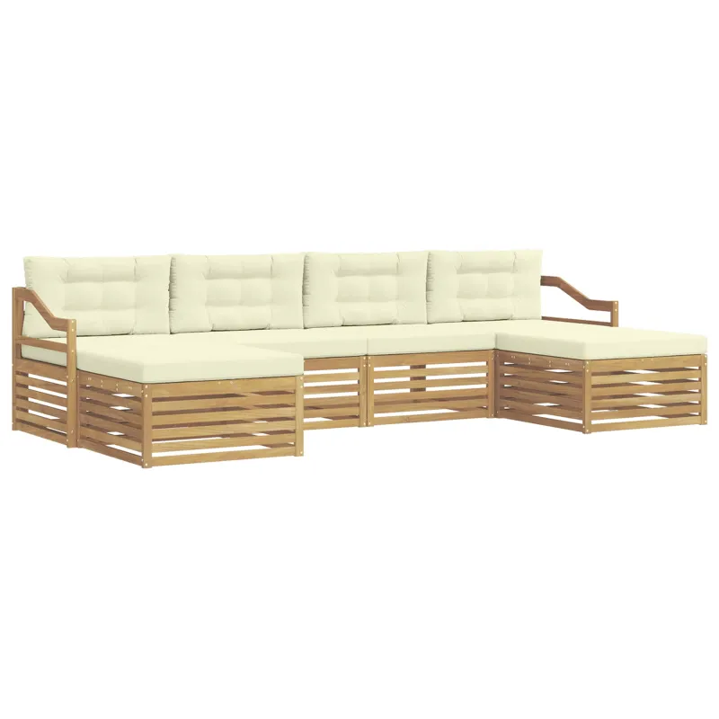 Lauko sofos komplektas 6 pcs Balta ir kreminė