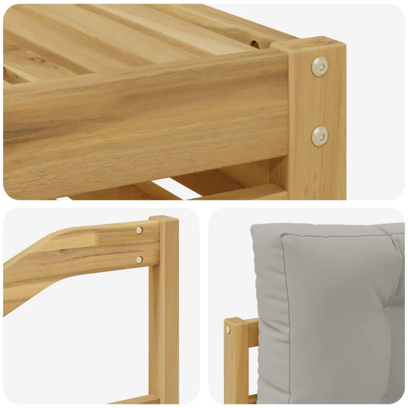 Lauko sofos komplektas 6 pcs Balta ir šviesiai pilka