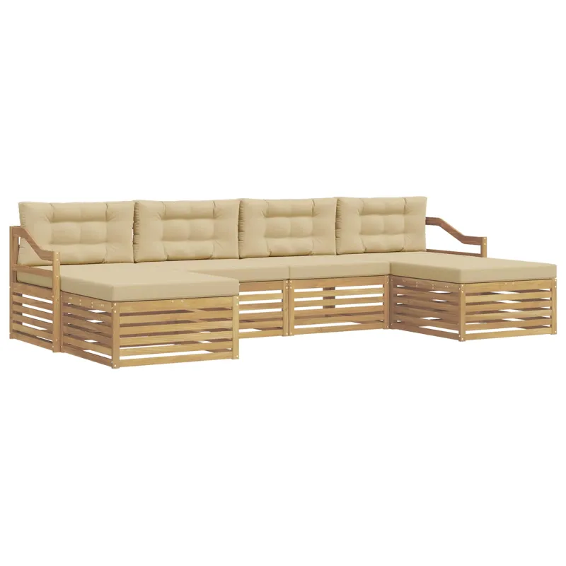 Lauko sofos komplektas 6 pcs Balta ir kreminė