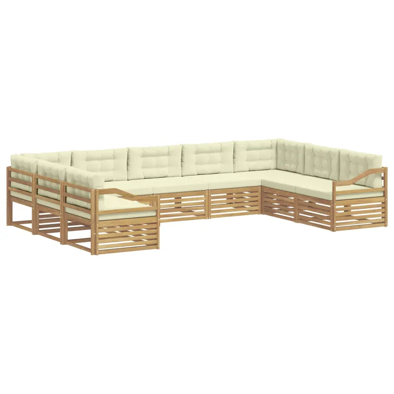 Lauko sofos komplektas 9 pcs Balta ir kreminė