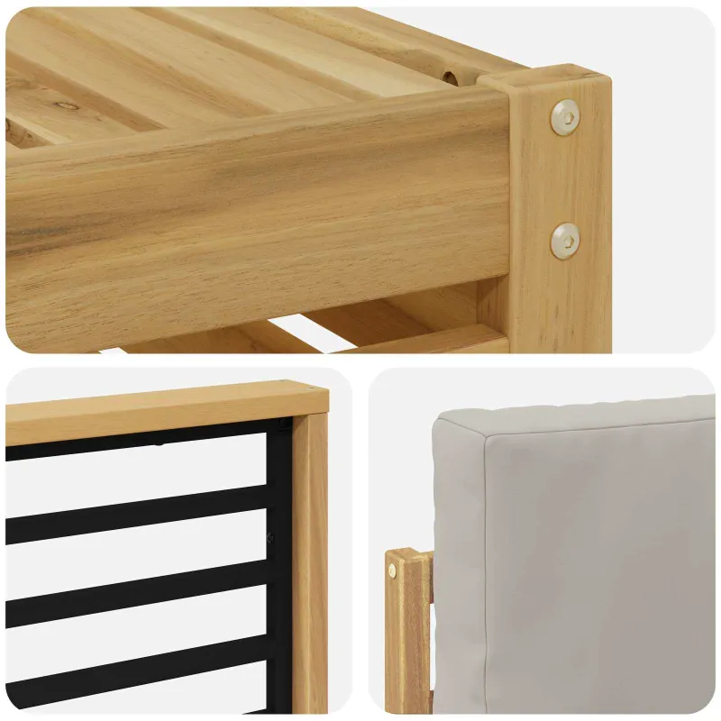 Lauko sofos komplektas 4 pcs Balta ir šviesiai pilka