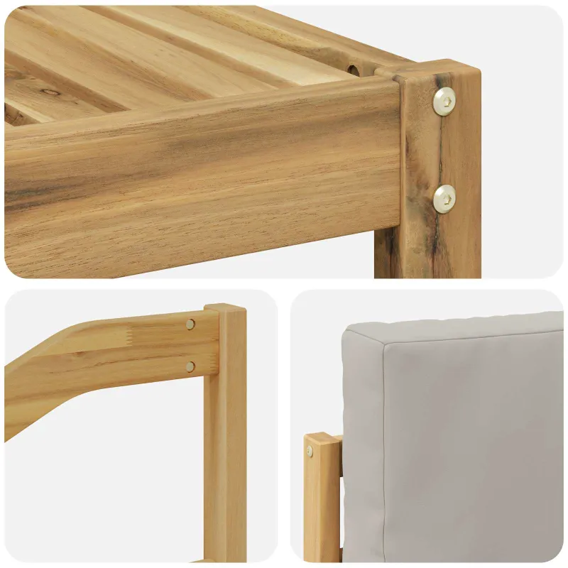 Lauko sofos komplektas 4 pcs Balta ir šviesiai pilka