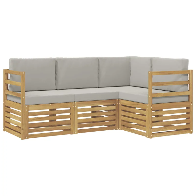 Sofų komplektai 4 pcs Balta ir šviesiai pilka