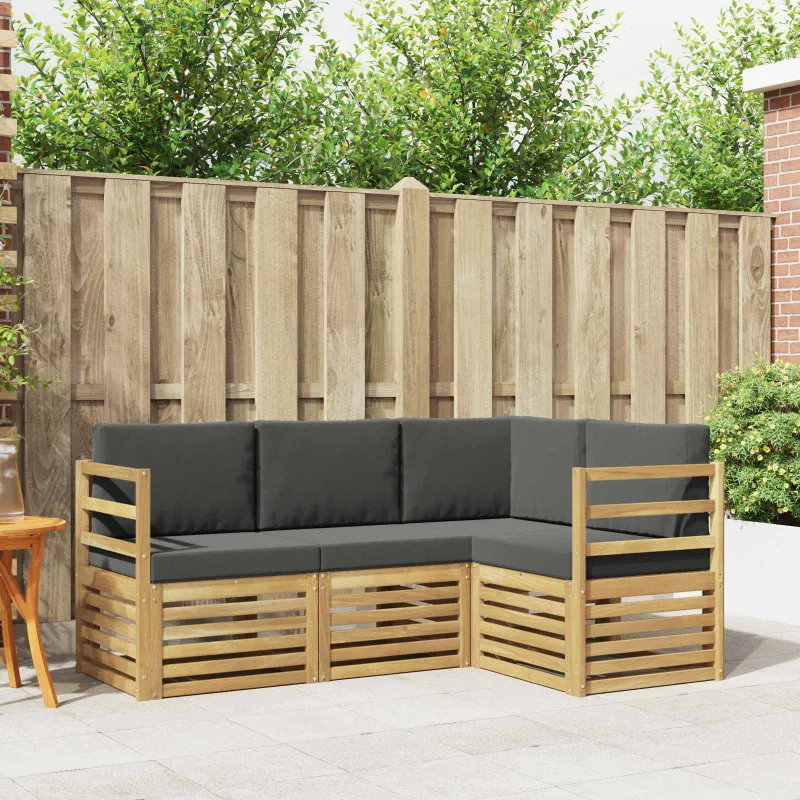Sofų komplektai 4 pcs Balta ir antracito 185,5 x 126,5 x 73 cm