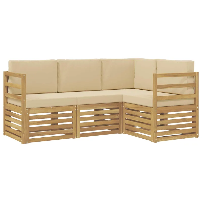 Sofų komplektai 4 pcs Balta ir kreminė 185,5 x 126,5 x 73 cm
