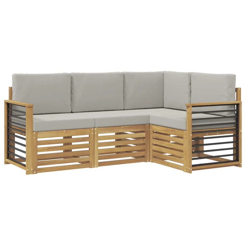 Sofų komplektai 4 pcs Balta ir šviesiai pilka