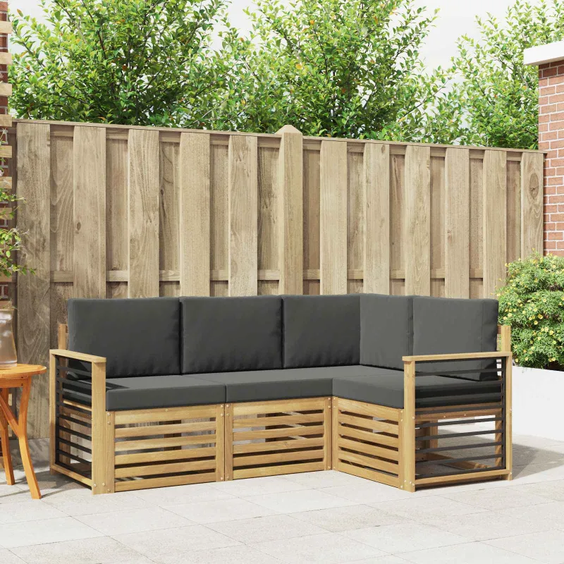 Sofų komplektai 4 pcs Balta ir antracito 187,5 x 128,5 x 73 cm