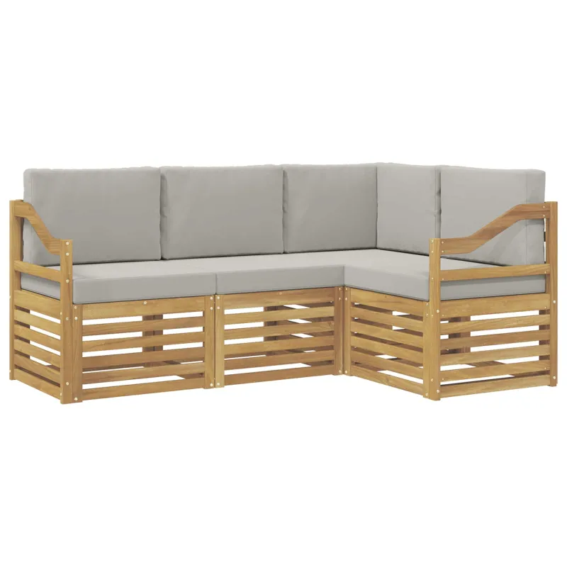 Sofų komplektai 4 pcs Balta ir šviesiai pilka