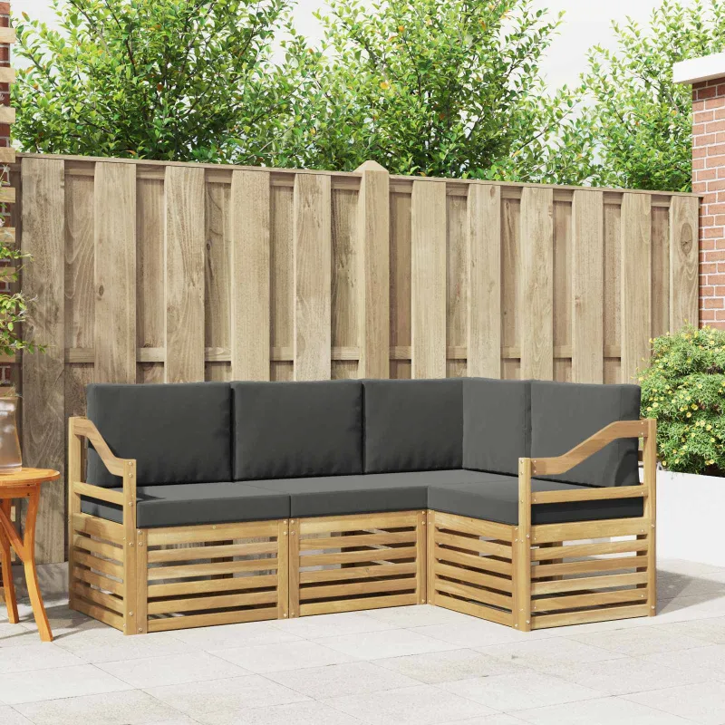 Sofų komplektai 4 pcs Balta ir antracito 185,5 x 126,5 x 73 cm
