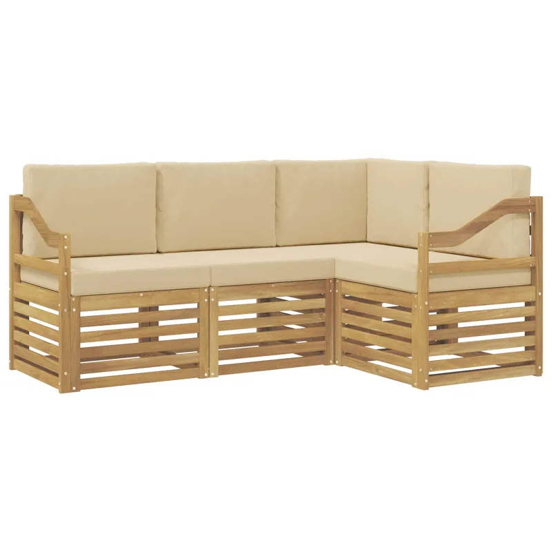 Sofų komplektai 4 pcs Balta ir kreminė 185,5 x 126,5 x 73 cm