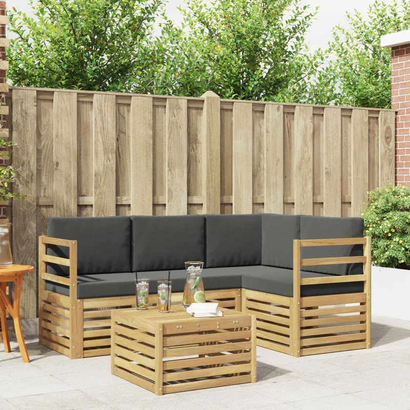 Lauko sofos komplektas 5 pcs Balta ir antracito 59 x 59 x 37 cm