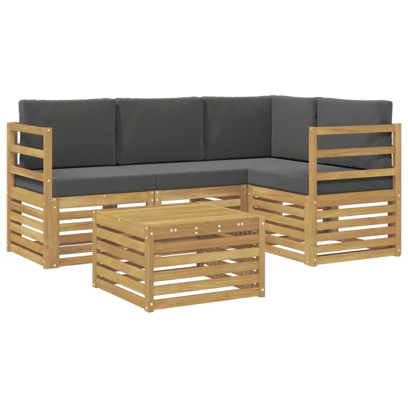 Lauko sofos komplektas 5 pcs Balta ir antracito 59 x 59 x 37 cm