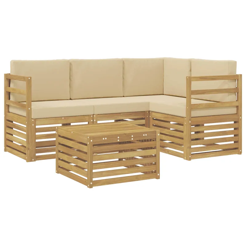 Lauko sofos komplektas 5 pcs Balta ir kreminė 59 x 59 x 37 cm