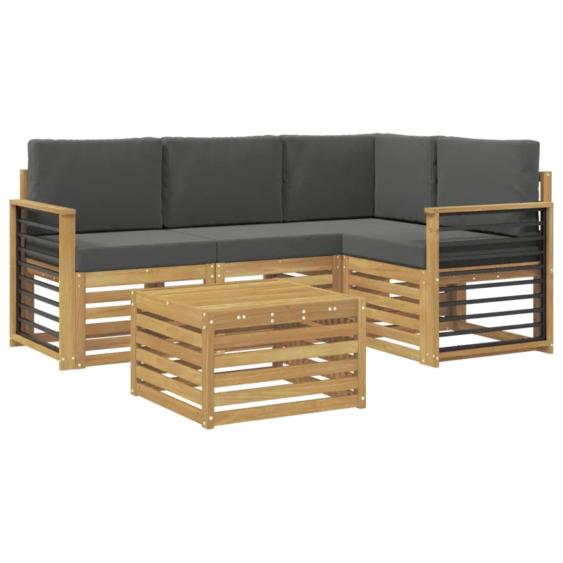 Lauko sofos komplektas 5 pcs Balta ir antracito 59 x 59 x 37 cm