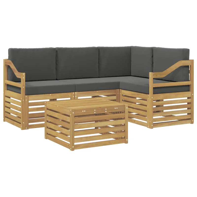 Lauko sofos komplektas 5 pcs Balta ir antracito 59 x 59 x 37 cm