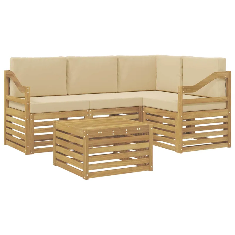Lauko sofos komplektas 5 pcs Balta ir kreminė 59 x 59 x 37 cm