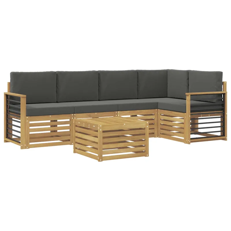 Lauko sofos komplektas 6 pcs Balta ir antracito 59 x 59 x 37 cm