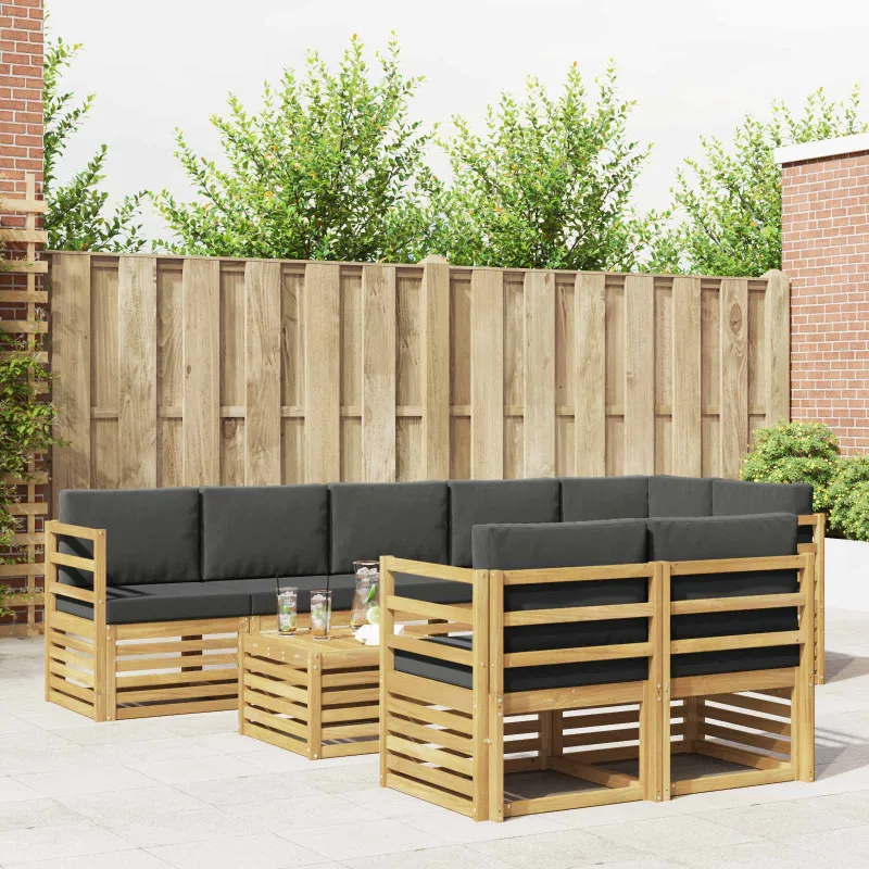 Lauko sofos komplektas 8 pcs Balta ir antracito 59 x 59 x 37 cm
