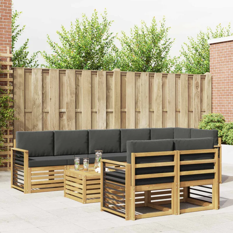 Lauko sofos komplektas 8 pcs Balta ir antracito 59 x 59 x 37 cm