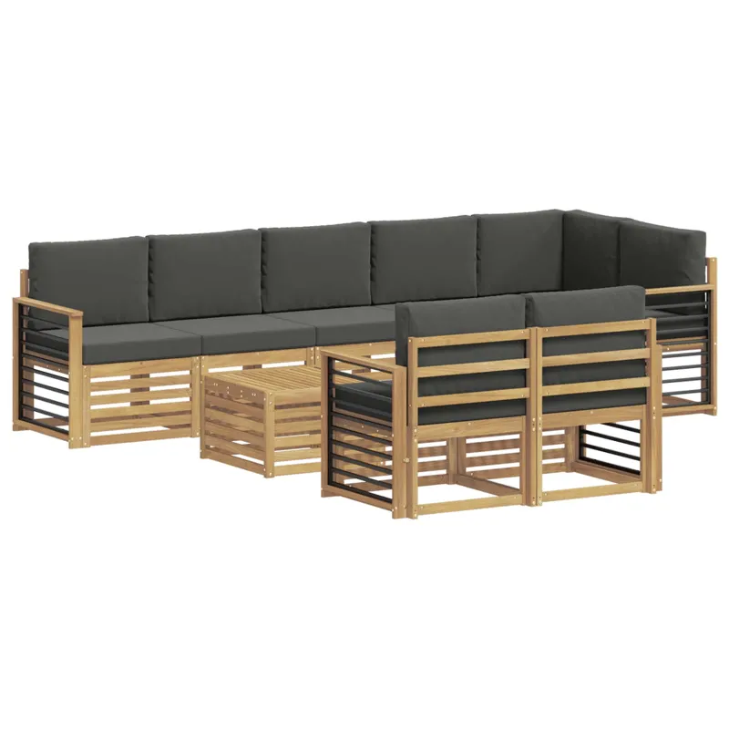 Lauko sofos komplektas 8 pcs Balta ir antracito 59 x 59 x 37 cm